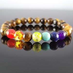 7 Chakra Tiger Eye Natural Healing Bead Bracelet